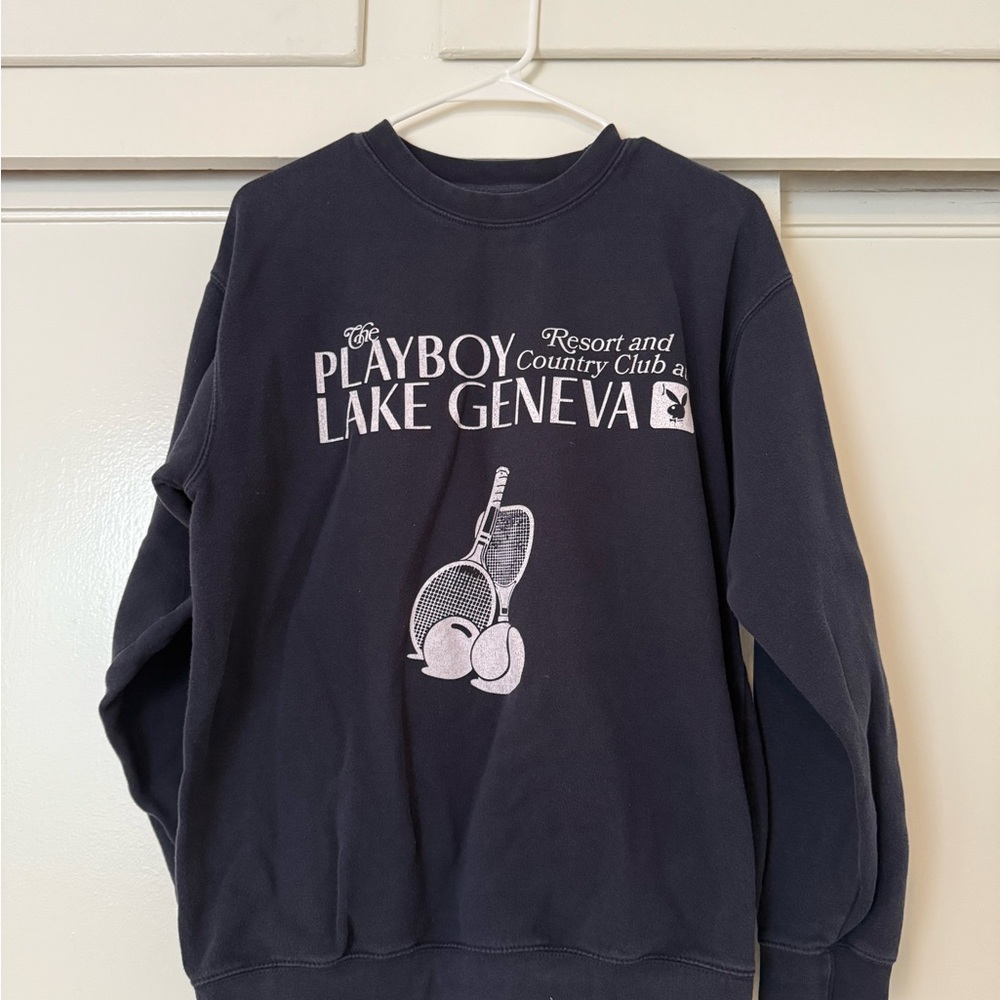 PLAYBOY Lake Geneva Men's Dark Gray Crewneck Sweater